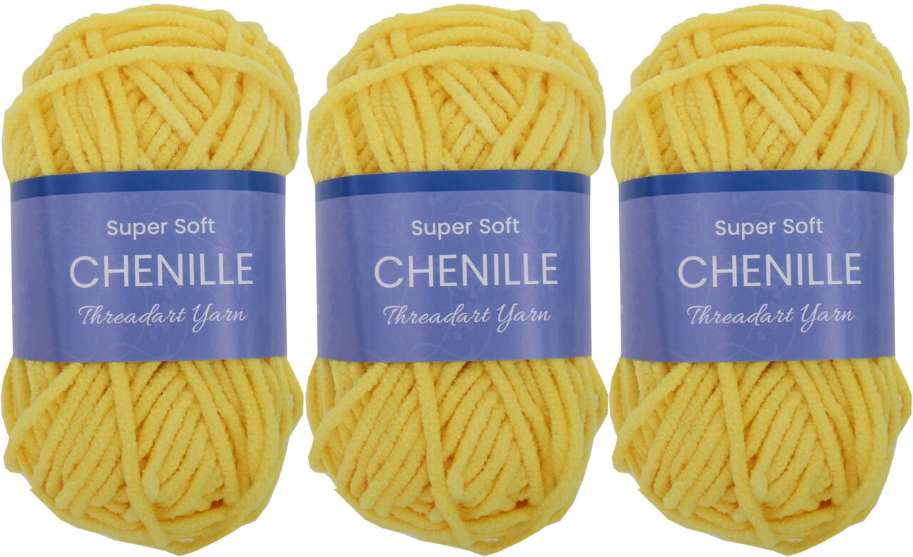 ThreadArt #5 Chenille Yarn for Crocheting, Knitting, Amigurumi, Super Soft Plush Velvet Yarn - 50 Gram 60 yds Fluffy Yarn Skeins